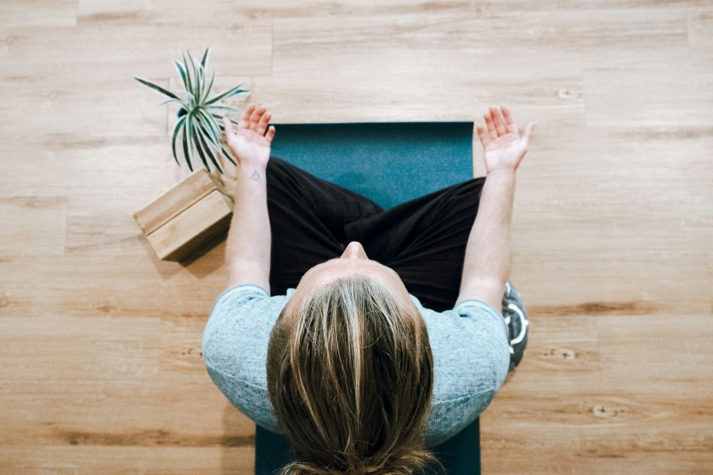 Woman doing a mindfulness exercise.